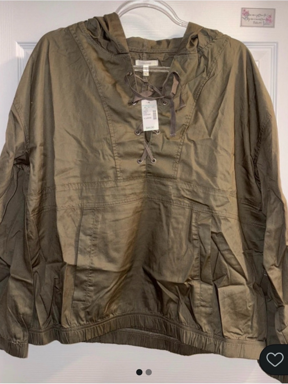 Women's Olive Lace-Up Hooded Anorak Jacket -Maurice’s XL NWT